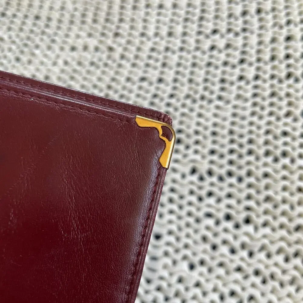 Cartier Leather Bifold Vintage Must De Wallet Bordeaux